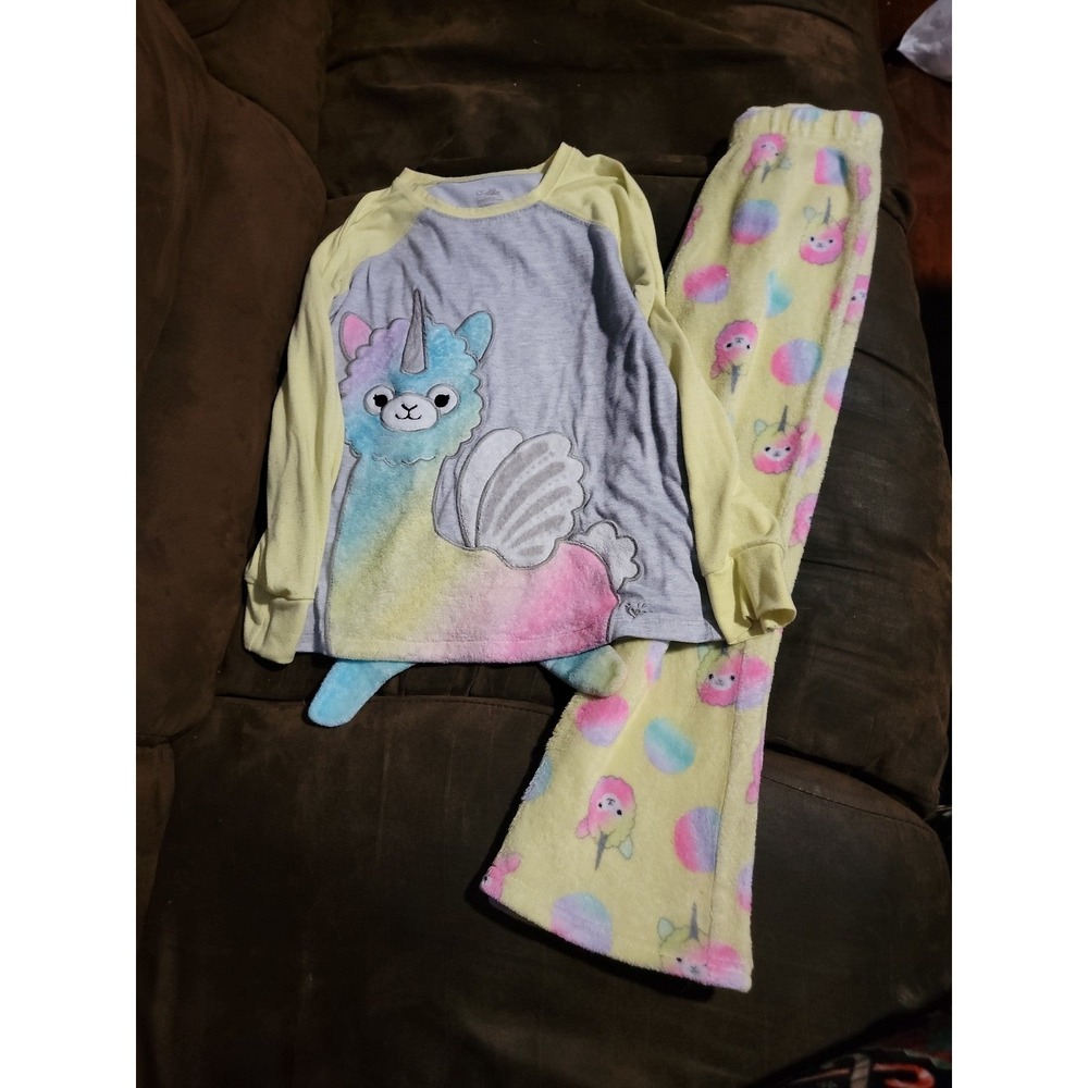 Justice llamacorn llama‎ unicorn pajamas fuzzy pants size 8 winter